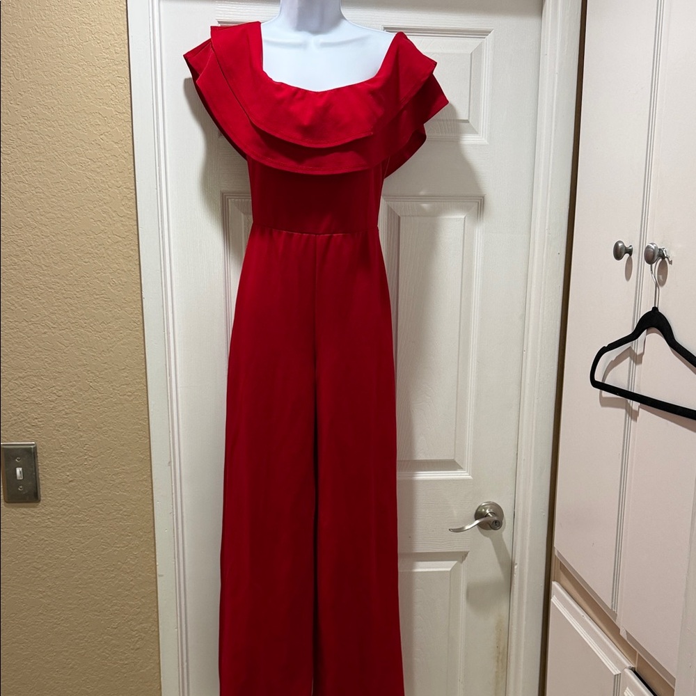 Ready To Ruffle Jumpsuit - Red - Picture 5 of 7